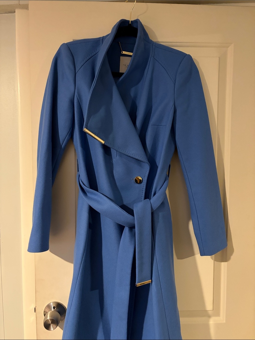 Ted Baker Women's Long Blue Wool Coat 0